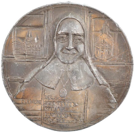 Németország DN 'Maria Euthymia Clemens nővér' kétoldalas fém plakett. Szign.: G (~82mm) T:1-,2 Germany ND 'Clemens Schwester Maria Euthymia' double-sided metal plaque. Sign.: G (~82mm) C:AU,XF