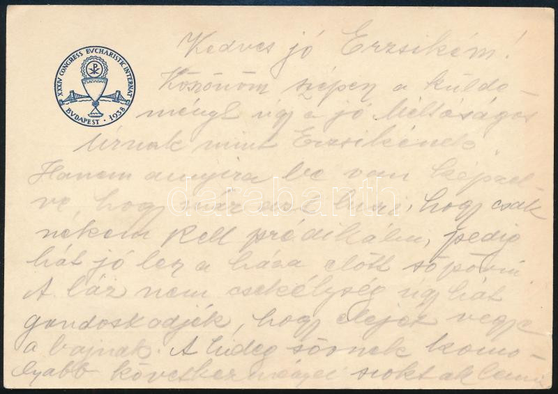 1938 A Budapesti Eucharisztikus Kongresszus levelezőlapja - Image 2