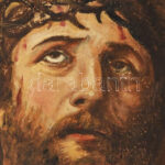 Olvashatatlan jelzéssel: Ecce homo. Olaj, karton. Dekoratív, ovális, kissé sérült fakeretben, 27,5×24 cm - Image 2