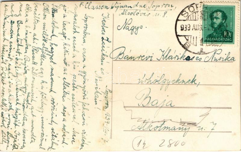 1929 Sopron, 'pesti csibész' kisfiú fényképezőgéppel, megírt fotólap, 8,5×13,5 cm - Image 2