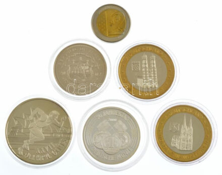 6xklf modern emlékveret, közte XXVII. Olimpiai Játékok Sydney, 50 éves a német márka, német tartományok épületei, és klf fantázia eurók T:1 6xdiff modern commemorative medallions and coins, in it XXVII Olympic Games Sydney, 50th