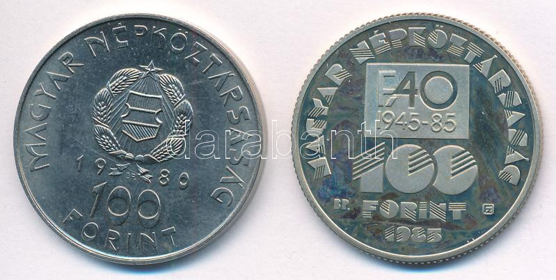 1980. 100Ft Cu-Ni 'Szovjet-magyar közös űrrepülés' + 1985. 100Ft Cu-Ni 'FAO' T:BU,1- (PP) Adamo EM61, EM91 - Image 2