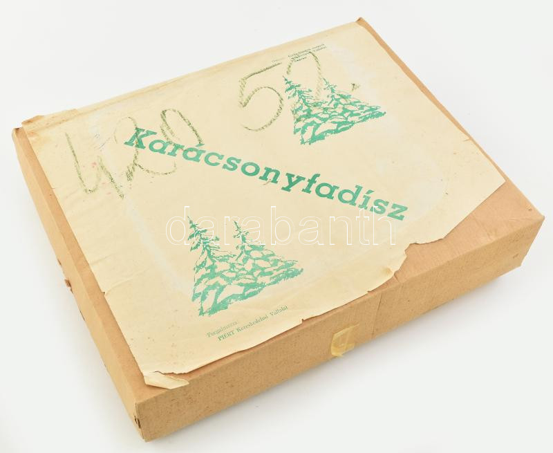 Cca. 15 db retró üveg karácsonyfadísz, Piért Kereskedelmi vállalatos dobozban. 28x36x10 cm - Image 3