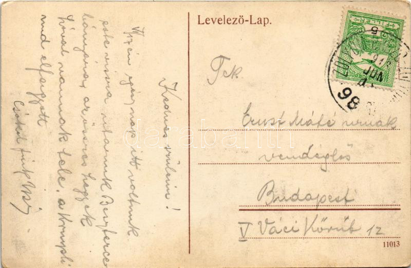 1913 Zólyombrézó, Podbrezová; Állami elemi iskola / elementary school + 'ZÓLYOM-BREZÓ - ZÓLYOM 98. SZ.' vasúti mozgóposta bélyegző (EK) - Image 2