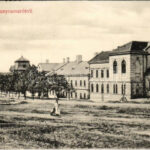 Aranyosmarót, Zlaté Moravce; Erzsébet tér, Eisenberg üzlete / square, shop