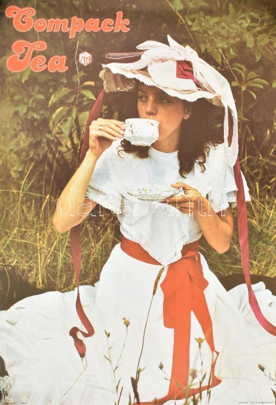 cca 1980 Compack Tea, retró reklám plakát, jelzett a nyomaton, Bp., MAHIR, Bp., Offset-ny., 81x56 cm