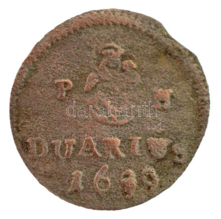 1699K-B Duarius 'I. Lipót' Körmöcbánya (0,55g) T:3 patina Hungary 1699K-B Duarius 'Leopold' Kremnitz (0,55g) C:F patina Huszár: 1499., Unger II.: 1104.a