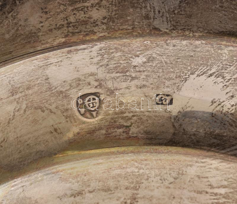 Ezüst (Ag) antik bécsi tányér, jelzett, 1840, mester: CJ.. d:18,5cm, Nettó: 188g - Image 3