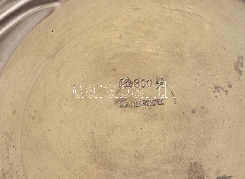 Ezüst (Ag) kínálótál, német, jelzett: Bachruch, d: 18,5cm, nettó: 354g - Image 2