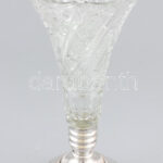 Ezüst (Ag) talpú kristály váza, jelzett, m: 24 cm