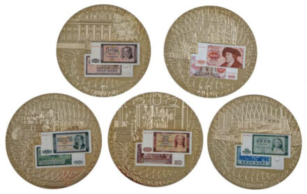 Libéria 2002. 1$ 'Német valuta 5-10-20-50-500 Márka' (5xklf) multicolor Cu-Ni fantázia érmek T:PP Liberia 2002. 1 Dollar 'German Currency 5-10-20-50-500 Mark' (5xdiff) multicolor Cu-Ni fantasy coins C:PP