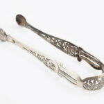 Ezüst (Ag) antik bécsi cukorcsipesz, jelzett, 1820 körül, h: 15 cm, nettó: 38g