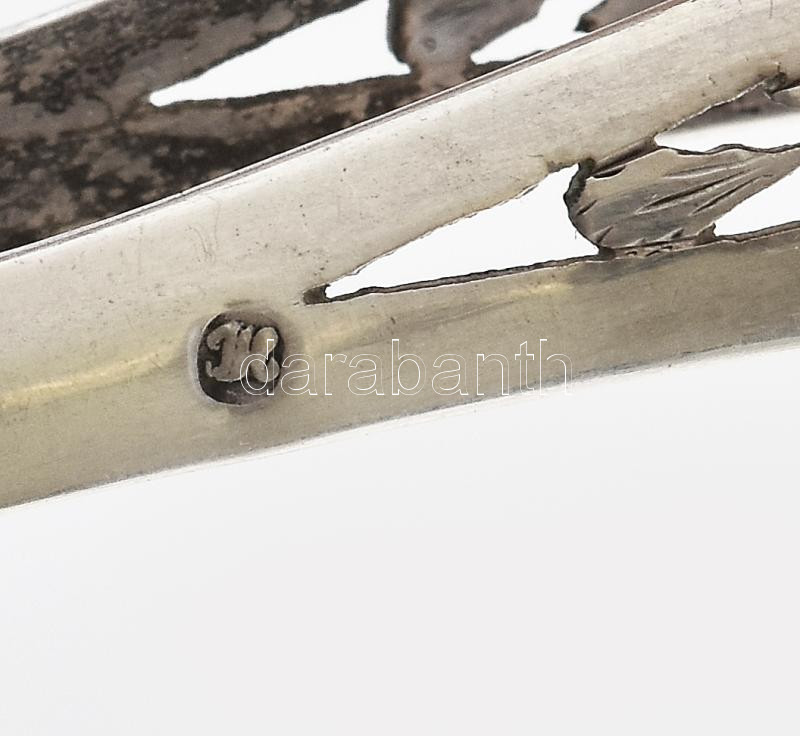Ezüst (Ag) antik bécsi cukorcsipesz, jelzett, 1820 körül, h: 15 cm, nettó: 38g - Image 4