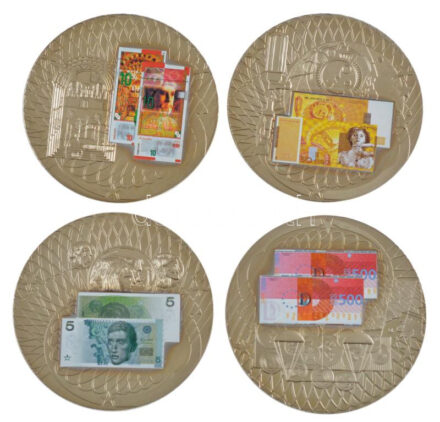 Libéria 2002. 1$ 'Európai valuta 5-10-50-500E' (4xklf) multicolor Cu-Ni fantázia érmek T:PP ujjlenyomat, kis patina Liberia 2002. 1 Dollar 'European Currency 5-10-50-500 Euro' (4xdiff) multicolor Cu-Ni fantasy coins C:PP fingerprints, small