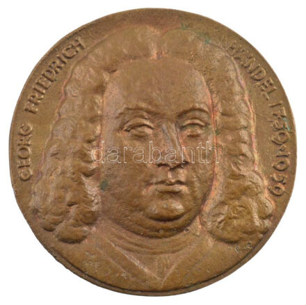 NSZK 1959 'Georg Friedrich Händel 1759-1959- Handel Festspiele im Halle Saale' bronz emlékérem jelzett d:78 mm T: 2 / 1959 GFR'Georg Friedrich Händel 1759-1959- Handel Festspiele im Halle Saale' bronze commemorative coin d: 78 mm, C: EF