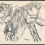 Rippl-Rónai József (1861-1927): Lovak. Cinkográfia, papír, jelzett a cinkográfián, apró lapszéli sérüléssel, 17x24,5 cm