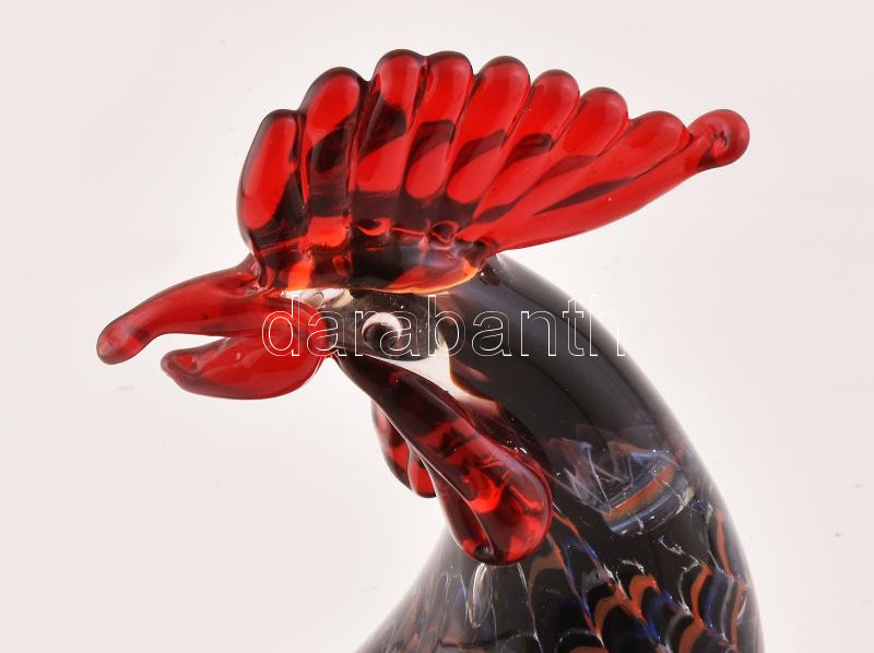 Murano üveg kakas, késszel készített, jelzés nélkül, hibátlan, m: 24 cm - Image 2