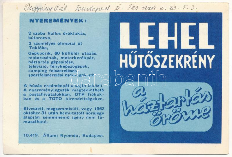 1963. 'Olimpiai Sorsjegy - Tokio 1964' sorsjegy 4Ft értékben T:I- - Image 2