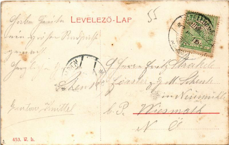 1907 Kiscell, Celldömölk; Szentháromság tér a kolostorral. W.L. 453. (fa) - Image 2