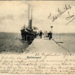 1902 Keszthely, Balaton-part, gőzhajó. Mérei Ignác kiadása (EK)