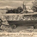 Krampusz és baba szekér / Krampus with cart full of babies. B.K.W.I. No. 2530/5. (Rb)