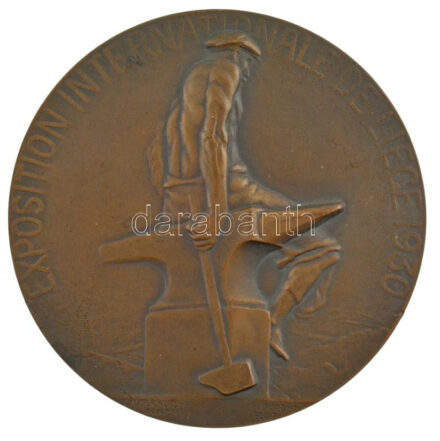 Belgium 1930. 'Nemzetközi Vásár Liege' bronz plakett. Szign: Witterwulche (70mm) T:1- Belgium 1930. 'Exposition Internationale de Liege 1930 / Grande Industrie Sciences & Applications Art Wallon Anicen' double-sided bronze plaque (70mm) C:AU