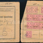 1947-1949 Földmunkások és Kisbirtokosok Országos Szövetsége tagsági igazolványa, tagsági bélyegekkel.