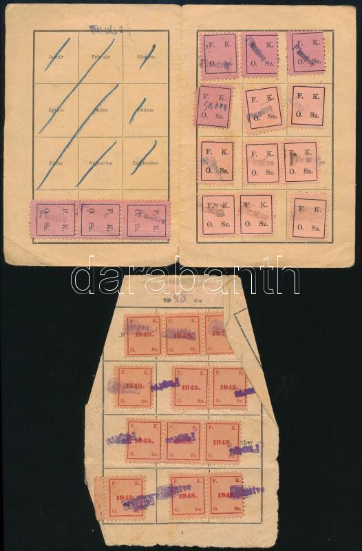 1947-1949 Földmunkások és Kisbirtokosok Országos Szövetsége tagsági igazolványa, tagsági bélyegekkel. - Image 2