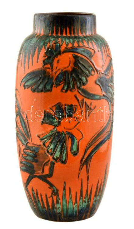 Német retró Scheurich padlóváza, kerámia, jelzett, hibátlan, 1970 körül, m: 52 cm