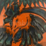 Német retró Scheurich padlóváza, kerámia, jelzett, hibátlan, 1970 körül, m: 52 cm - Image 2