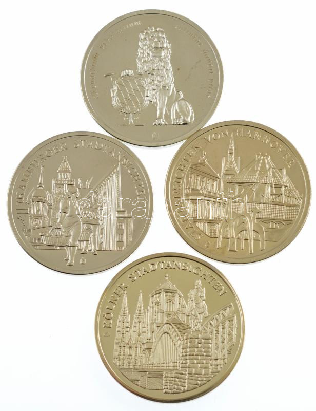 Németország 1997-1998. 'Város-érmek' (4xklf) kétoldalas alpakka érmek tanúsítvánnyal, közte Köln, Hannover, Hamburg, München (30mm/db) T:PP ujjlenyomat - Image 2