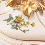 Limoges manufaktúra, leveses tál alátéttel, kézzel festett porcelán, jelzett, minimális kopással, Terv: Delmotte. 47x31x30 cm - Image 2