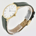 Arany (Au/18k) Chopard Classik ultra vékony karóra, mechanikus szerkezettel, jelzett, működik, zöld bőr szíjjal, római számlappal, d: 32mm - Image 2