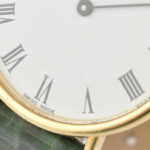 Arany (Au/18k) Chopard Classik ultra vékony karóra, mechanikus szerkezettel, jelzett, működik, zöld bőr szíjjal, római számlappal, d: 32mm - Image 3
