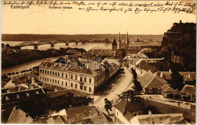 1914 Esztergom, Vízivárosi látképe (képeslap füzetből / from postcard booklet) (EK)