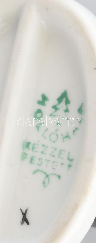 Hollóházi fuvolás fiú. Kézzel festett, jelzett, restaurált. 14 cm - Image 2
