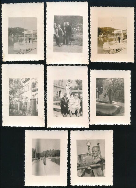 cca 1950 Tihany, egy kirándulás képei, 16 db fotó, 8,5×6,5 cm