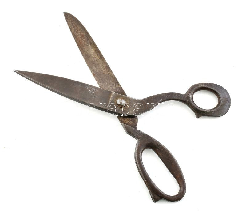 Kovácsoltvas szabó olló, jelzett, h: 26 cm