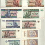 Mianmar DN (1994-1997) 50p-100K (10x) T:I,I- Myanmar ND (1994-1997) 50 Pyas - 100 Kyats (10x) C:UNC,AU Krause P#68-74