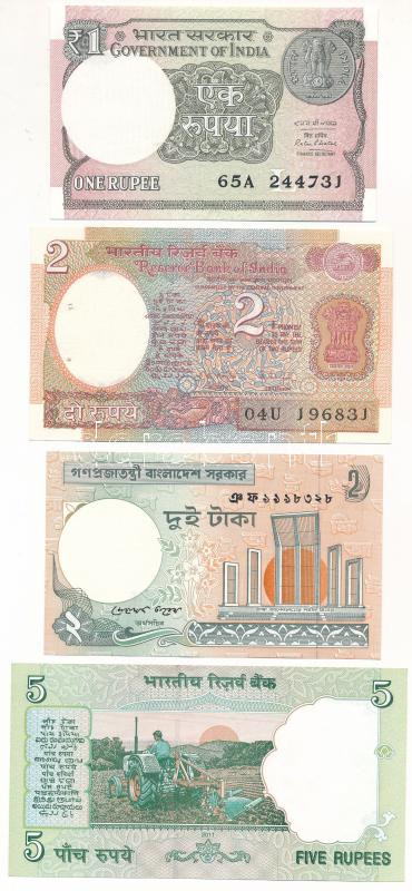 India 1990-2016. 1R-5R (8x) T:I,I- néhányon tűzőgép ly. India 1990-2016. 1 Rupee - 5 Rupees (8x) C:UNC,AU stapler holes on a few - Image 4