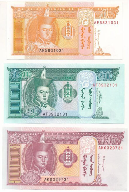 Mongólia 2007-2014. 5T-100T (5xklf) T:I Mongolia 2007-2014. 5 Tögrög - 100 Tögrög (5xdiff) C:UNC Krause P#61B-65