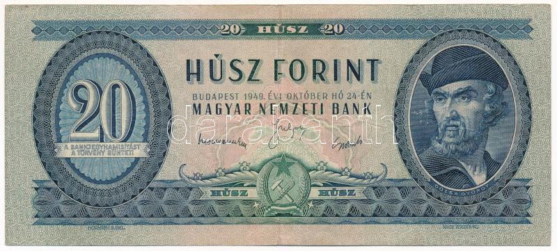 1949. 20Ft 'C 422 064957' T:III / Hungary 1949. 20 Forint 'C 422 064957' C:F Adamo F10