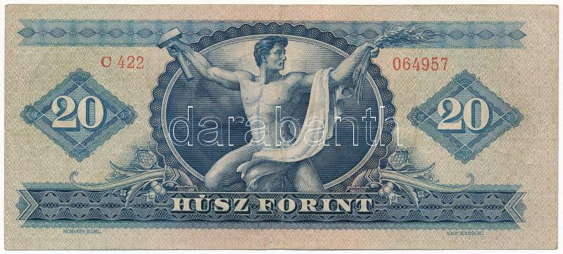 1949. 20Ft 'C 422 064957' T:III / Hungary 1949. 20 Forint 'C 422 064957' C:F Adamo F10 - Image 2