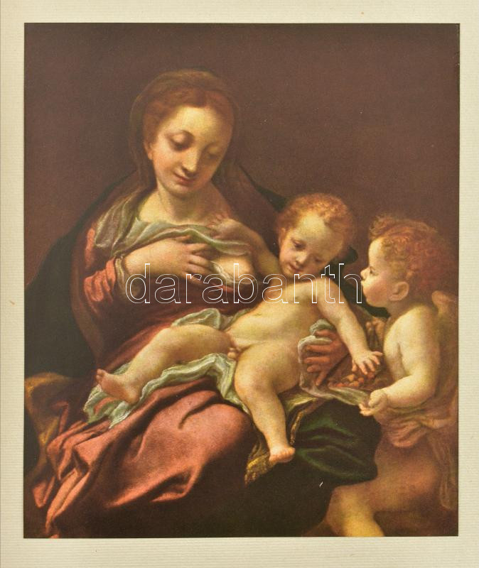 1928 Correggio: Madonna, Klasszikus Képtár, renaissance mesterek alkotásai színes műlapokon, 41×32 cm