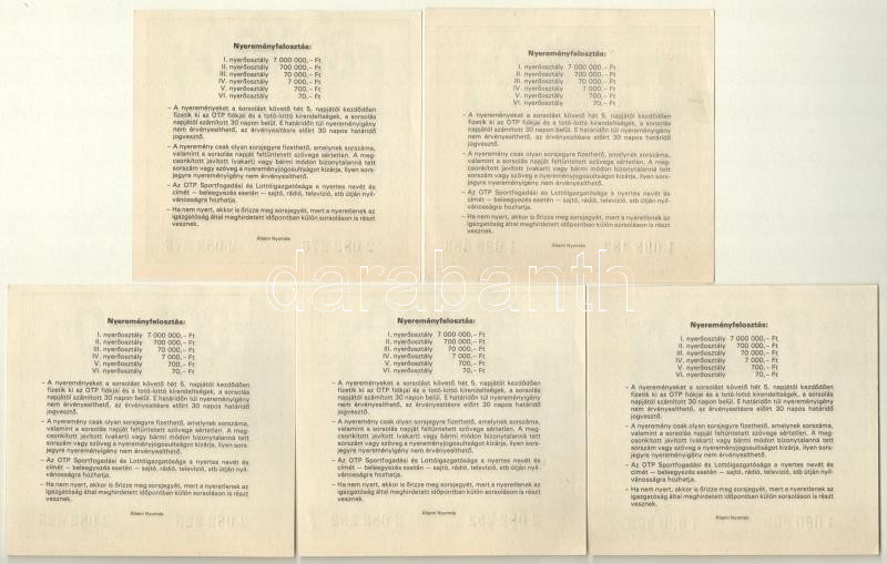 1990. 'Bongó' sorsjegy 10Ft értékben, szeptember 29-i húzás (5x) + DN 'Játékpénz' 100Ft + DN 1- és 5 Dolláros mintájára készült nyelviskolai szórólap (2xklf) + DN 1 'Szex' Dollár T:I-III az egyik ragasztva, firka - Image 4