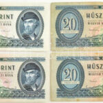 1949. 20Ft + 1957. 20Ft + 1975. 20Ft + 1980. 20Ft T:III-,III-, III szép papír, II
