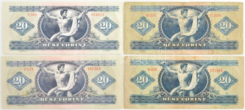 1949. 20Ft + 1957. 20Ft + 1975. 20Ft + 1980. 20Ft T:III-,III-, III szép papír, II - Image 2