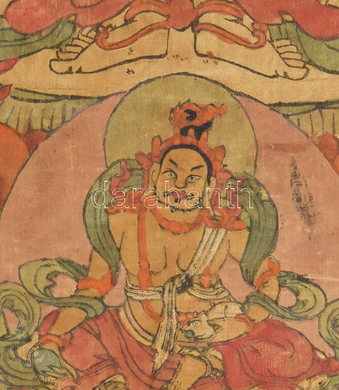 Tibeti selyemre festett buddhista kép, 'Avalókitésvara', 47×34 cm - Image 3