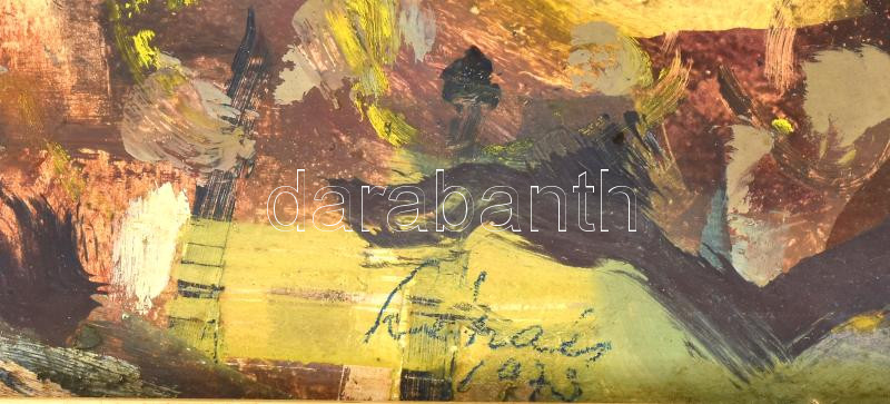Székács Zoltán (1921-1983): Füredi öböl (Balaton), 1973. Olaj, farost. Jelezve jobbra lent. Hátoldalán Képcsarnok Vállalat címkéjével. Fakeretben. 60x80 cm - Image 2