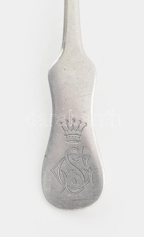 Ezüst(Ag) 'S.G.' monogramos nagykanál, 6 db, jelzett, h: 22 cm, nettó: 512 g - Image 2